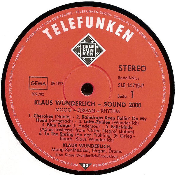 Klaus Wunderlich : Sound 2000 (Moog-Organ-Rhythm) (LP, Album)