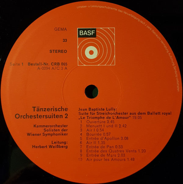 Jean-Baptiste Lully / François Couperin / Jean-Philippe Rameau - Wiener Symphoniker • Herbert Weissberg : Tänzerische Orchestersuiten 2 (LP, Album)