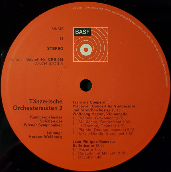 Jean-Baptiste Lully / François Couperin / Jean-Philippe Rameau - Wiener Symphoniker • Herbert Weissberg : Tänzerische Orchestersuiten 2 (LP, Album)