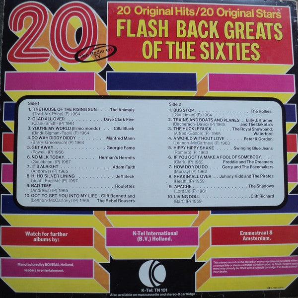 Various : 20 Flash Back Greats Of The Sixties (LP, Comp, Ora)