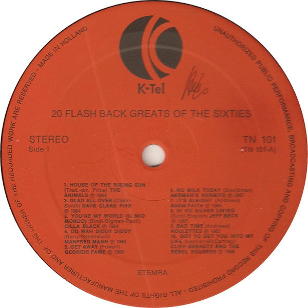 Various : 20 Flash Back Greats Of The Sixties (LP, Comp, Ora)