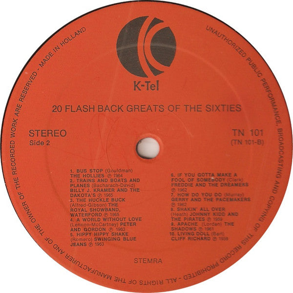 Various : 20 Flash Back Greats Of The Sixties (LP, Comp, Ora)