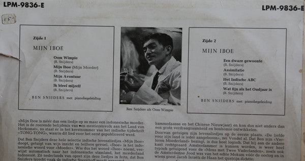 Ben Snijders : Mijn Iboe / Indische Levensliedjes Van Ben Snijders (10")