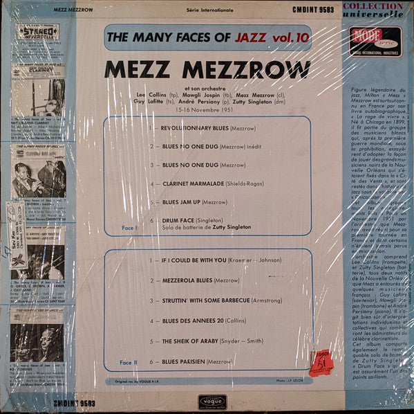Mezz Mezzrow : The Many Faces Of Jazz Vol. 10 (LP, Comp)
