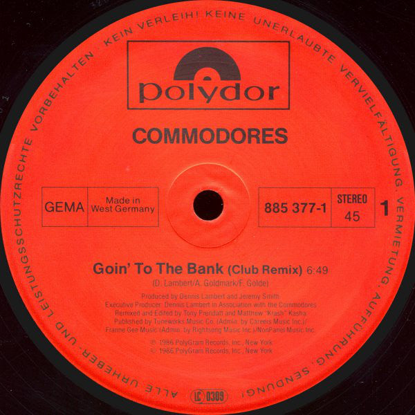 Commodores : Goin' To The Bank (12")