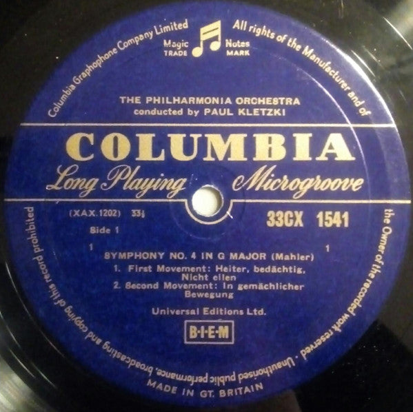 Gustav Mahler - Emmy Loose, Philharmonia Orchestra, Paul Kletzki : Symphony N° 4 (LP, Mono)