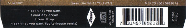 Texas : Say What You Want (CD, Single, PMD)