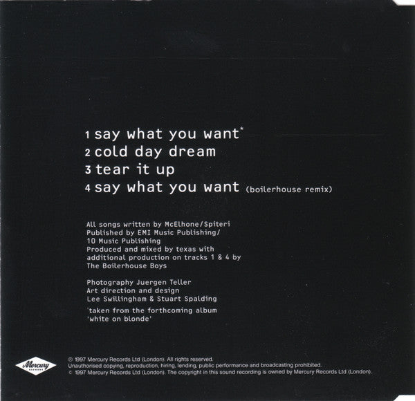 Texas : Say What You Want (CD, Single, PMD)