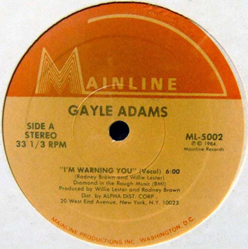 Gayle Adams : I'm Warning You (12")