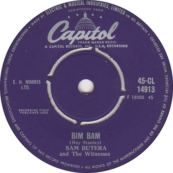 Sam Butera And The Witnesses : Bim Bam / Twinkle In Your Eyes (7", Single)