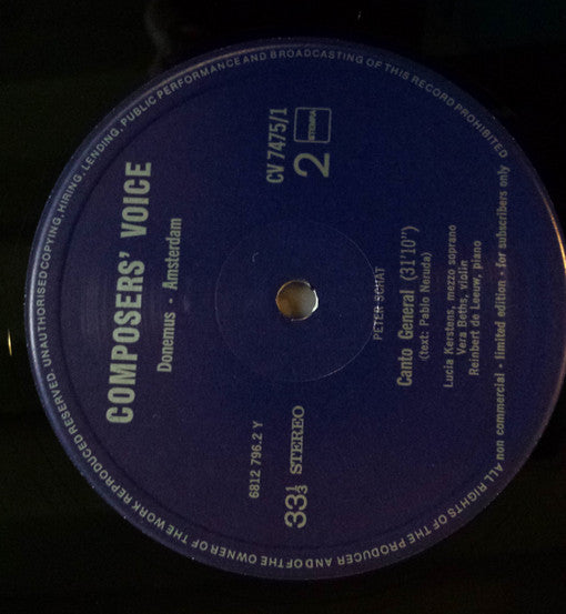 Peter Schat : To You / Canto General (LP, Club, Ltd, RE)