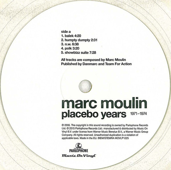 Marc Moulin : Placebo Years (LP, RSD, Comp, Ltd, Num, Cry)
