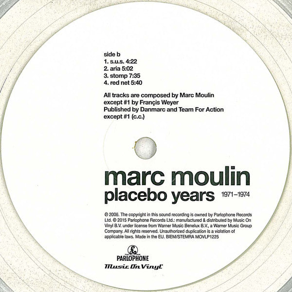 Marc Moulin : Placebo Years (LP, RSD, Comp, Ltd, Num, Cry)