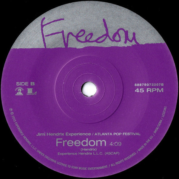 The Jimi Hendrix Experience : Purple Haze / Freedom (7", RSD, Single, Ltd, Num)