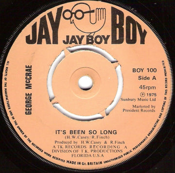 George McCrae : It's Been So Long (7", Single, Kno)