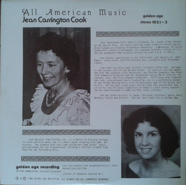 Jean Carrington Cook : All American Music (2xLP, Album, Gat)