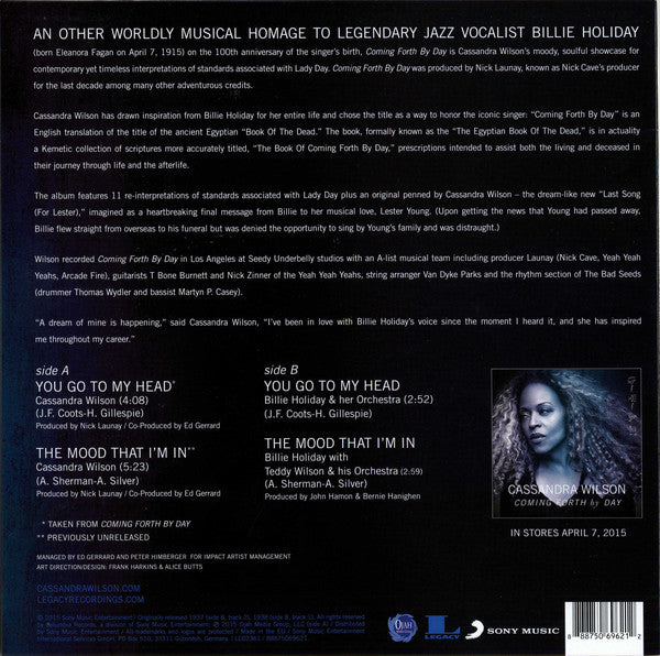 Cassandra Wilson / Billie Holiday : You Go To My Head / The Mood That I'm In (10", RSD, Ltd)