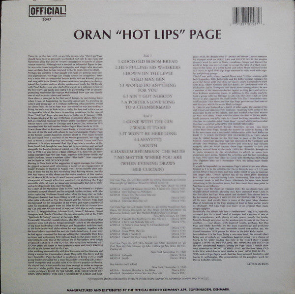Hot Lips Page : 1938-1940 (LP, Comp)