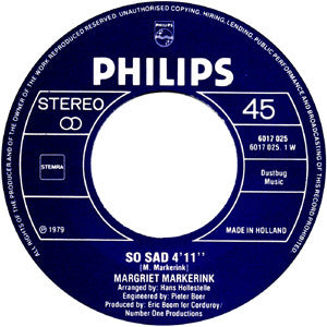 Margriet Markerink : So Sad / Iko (7", Single)