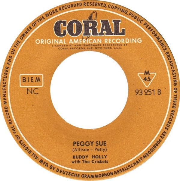 Buddy Holly And The Crickets (2) : Oh, Boy! / Peggy Sue (7", Single, Mono)