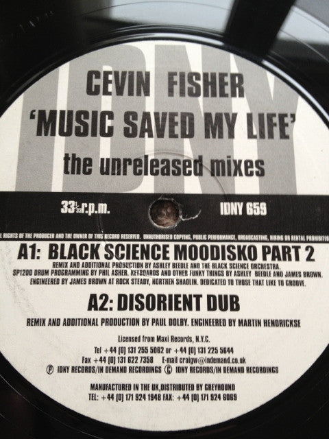 Cevin Fisher : Music Saved My Life (The Unreleased Mixes) (12")