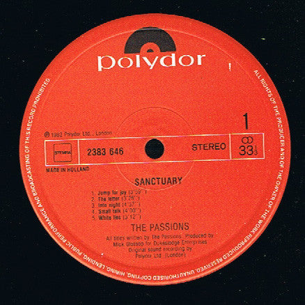 The Passions : Sanctuary (LP, Album)