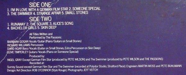 The Passions : Thirty Thousand Feet Over China (LP, Album)