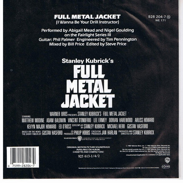 Abigail Mead : Full Metal Jacket (I Wanna Be Your Drill Instructor) (7", Single)