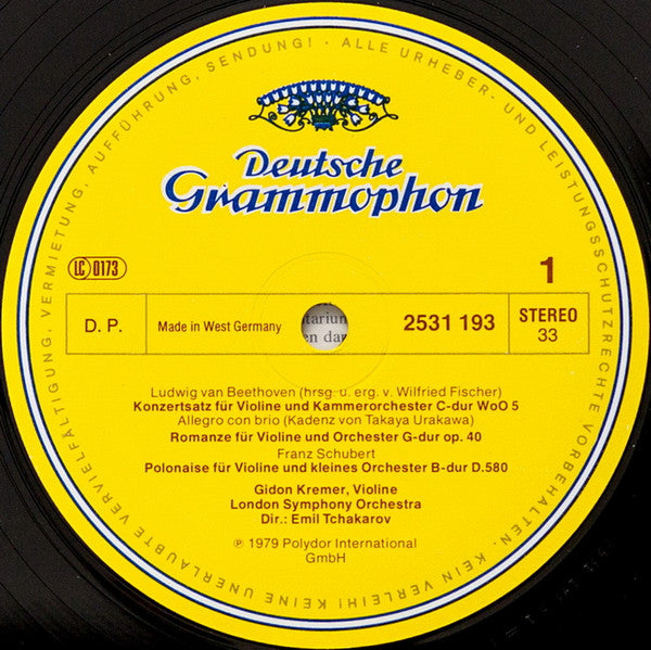 Beethoven* - Schubert*, Gidon Kremer, London Symphony Orchestra ∙ Emil Tchakarov : Musik Für Violine & Orchester (LP)