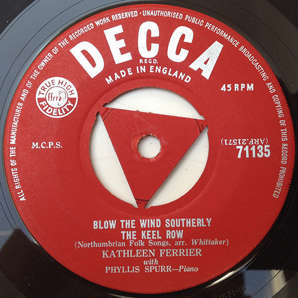 Kathleen Ferrier : Blow The Wind Southerly (7", Tri)