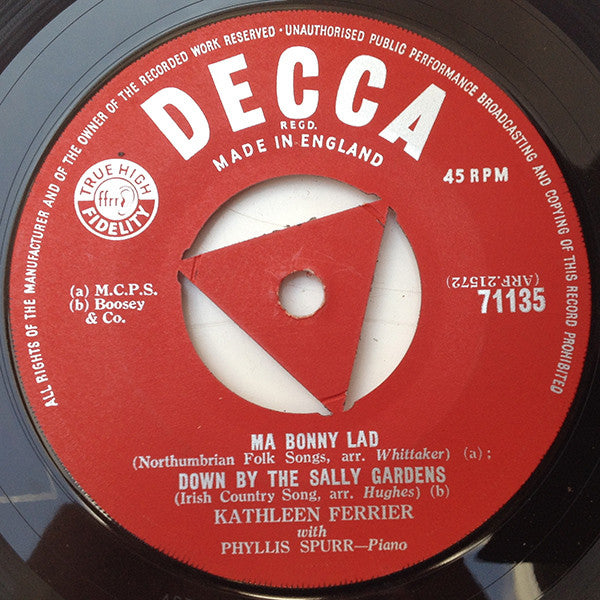 Kathleen Ferrier : Blow The Wind Southerly (7", Tri)