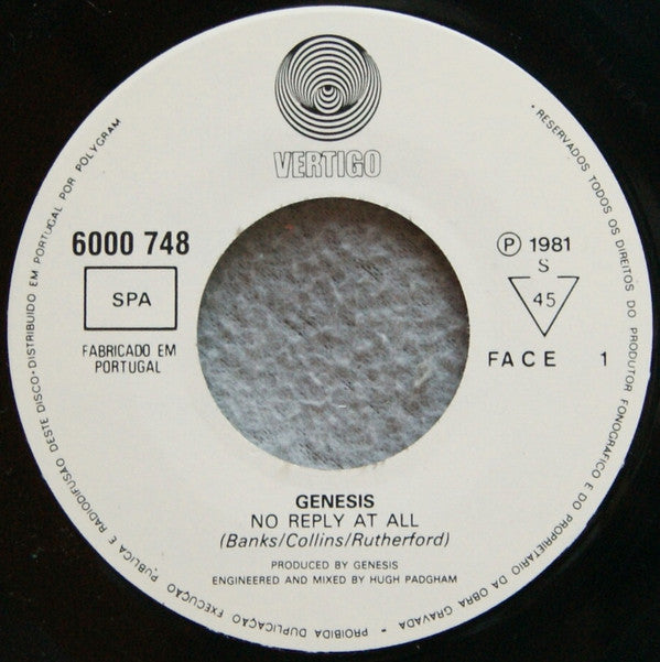 Genesis : No Reply At All (7", Single)