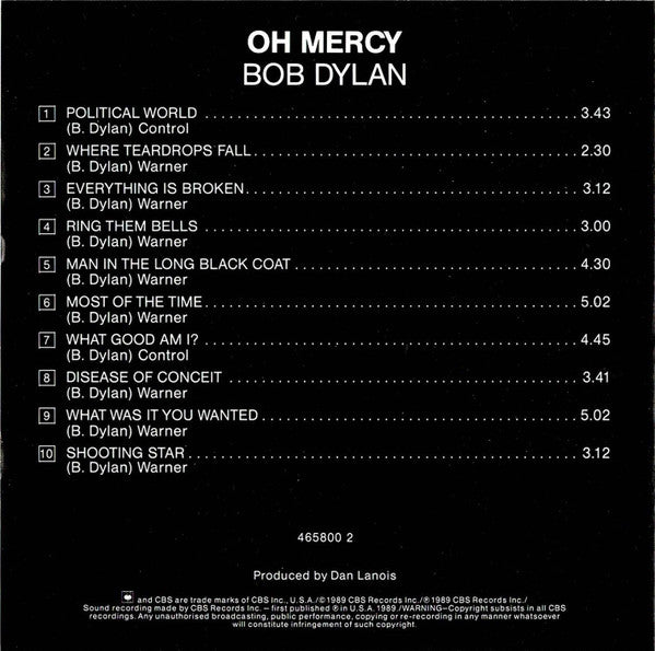 Bob Dylan : Oh Mercy (CD, Album, RE)