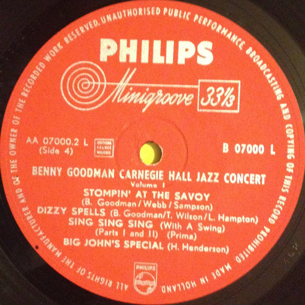 Benny Goodman : The Famous 1938 Carnegie Hall Jazz Concert (2xLP, Album, Red)