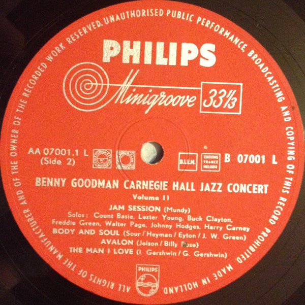Benny Goodman : The Famous 1938 Carnegie Hall Jazz Concert (2xLP, Album, Red)