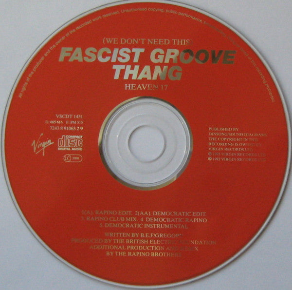 Heaven 17 : (We Don't Need This) Fascist Groove Thang (The Rapino Brothers Remixes) (CD, Single)