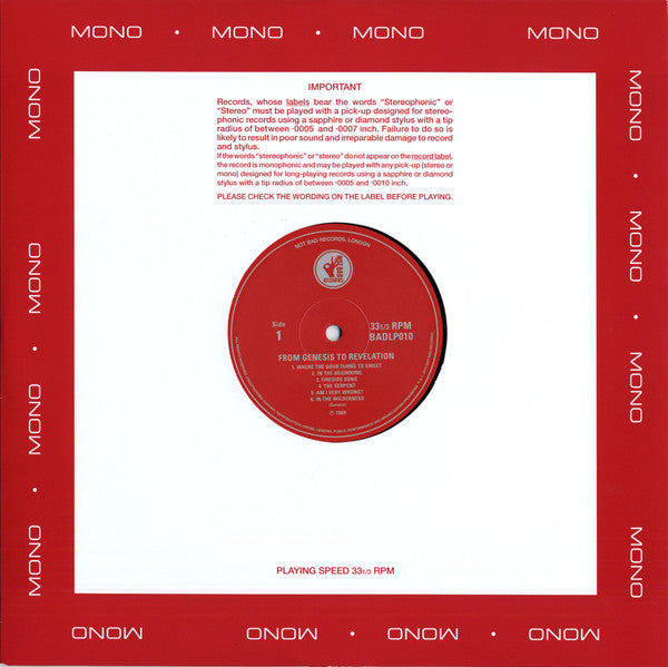 Genesis : From Genesis To Revelation (LP, Album, Mono, Dlx, RE + LP, Album, Dlx, RE + LP)