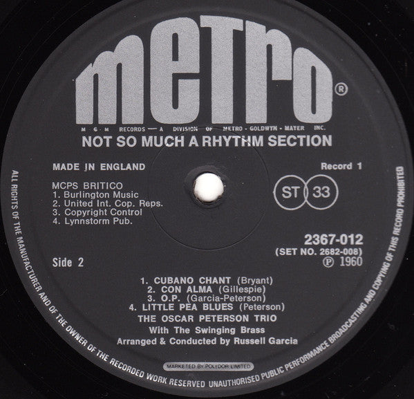 Oscar Peterson : Not So Much A Rhythm Section (2xLP, Album)