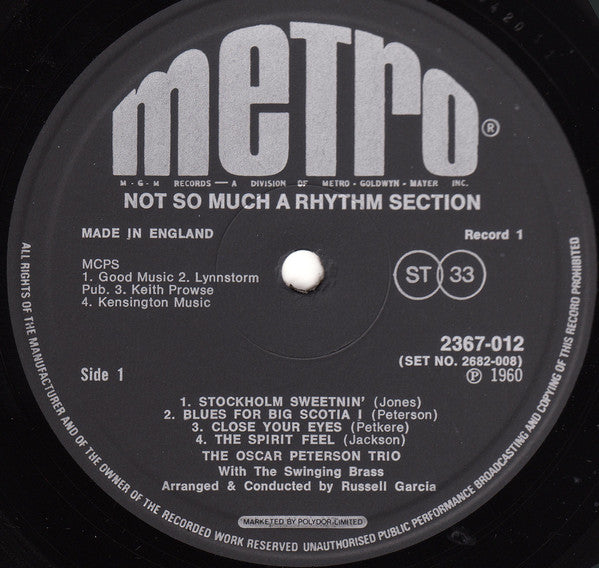 Oscar Peterson : Not So Much A Rhythm Section (2xLP, Album)