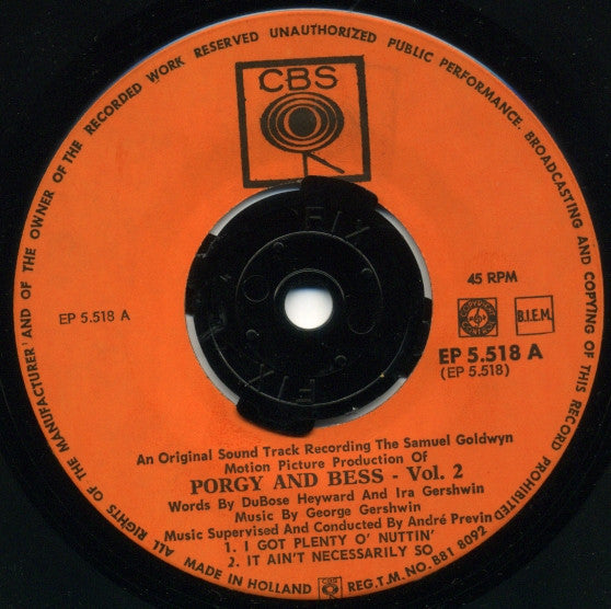 Samuel Goldwyn : Porgy And Bess Vol. 2 (7", EP)