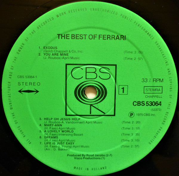 Ferrari (3) : The Best Of Ferrari (LP, Comp)
