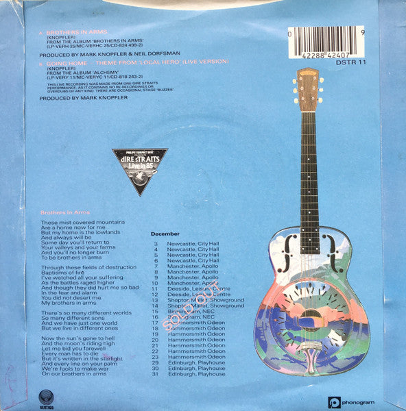 Dire Straits : Brothers In Arms (7", Single, Blu)