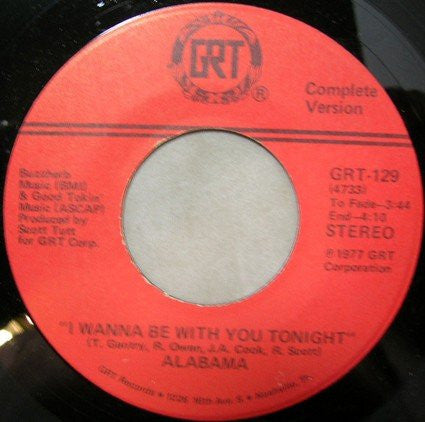 Alabama : I Wanna Be With You Tonight (7", Single)