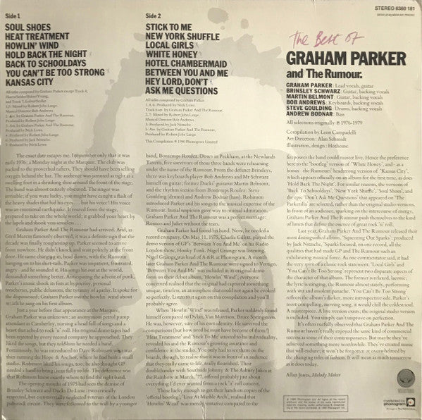 Graham Parker And The Rumour : The Best Of Graham Parker And The Rumour (LP, Comp)