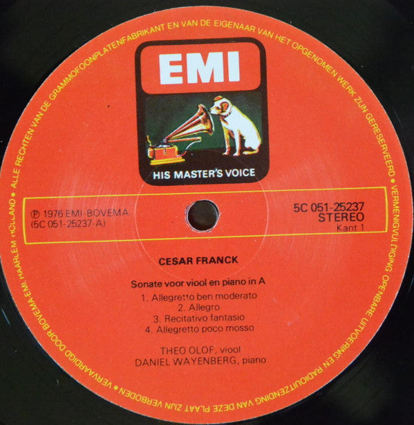 César Franck, Wolfgang Amadeus Mozart, Theo Olof with Daniel Wayenberg : Franck Sonata In A Major / Mozart Sonata In E Minor K 304 (LP)