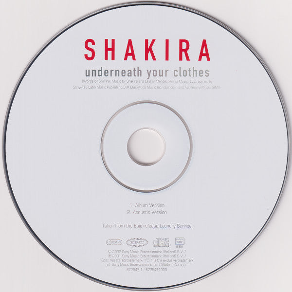 Shakira : Underneath Your Clothes (CD, Single)