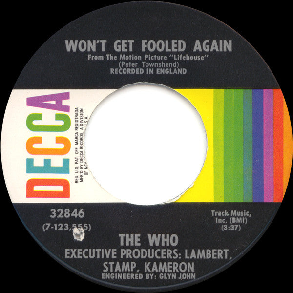 The Who : Won't Get Fooled Again (7", Single, Glo)