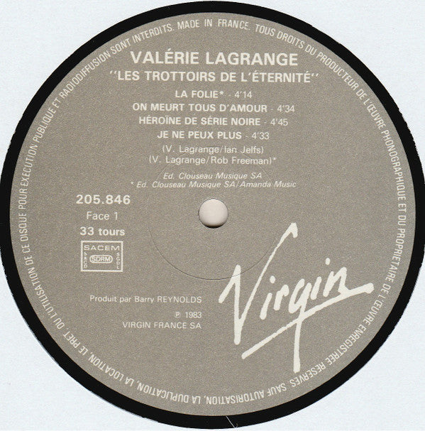 Valérie Lagrange : Les Trottoirs De L'éternité (LP, Album)
