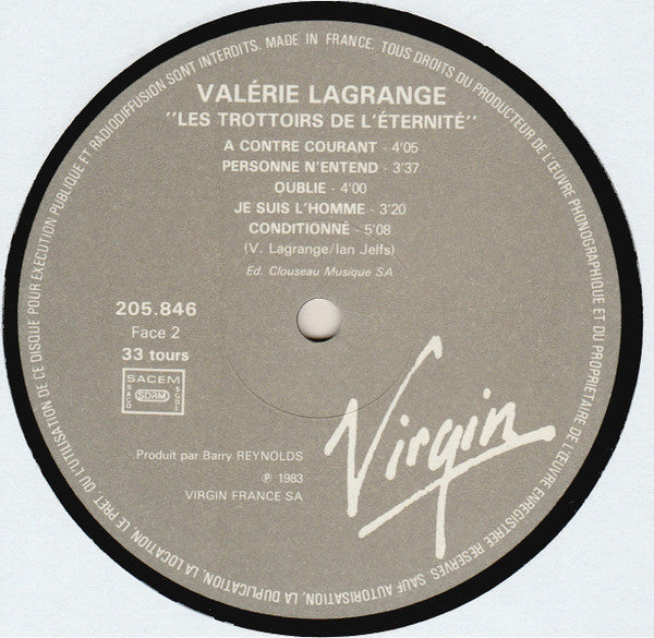 Valérie Lagrange : Les Trottoirs De L'éternité (LP, Album)