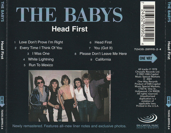 The Babys : Head First (CD, Album, RE, RM)